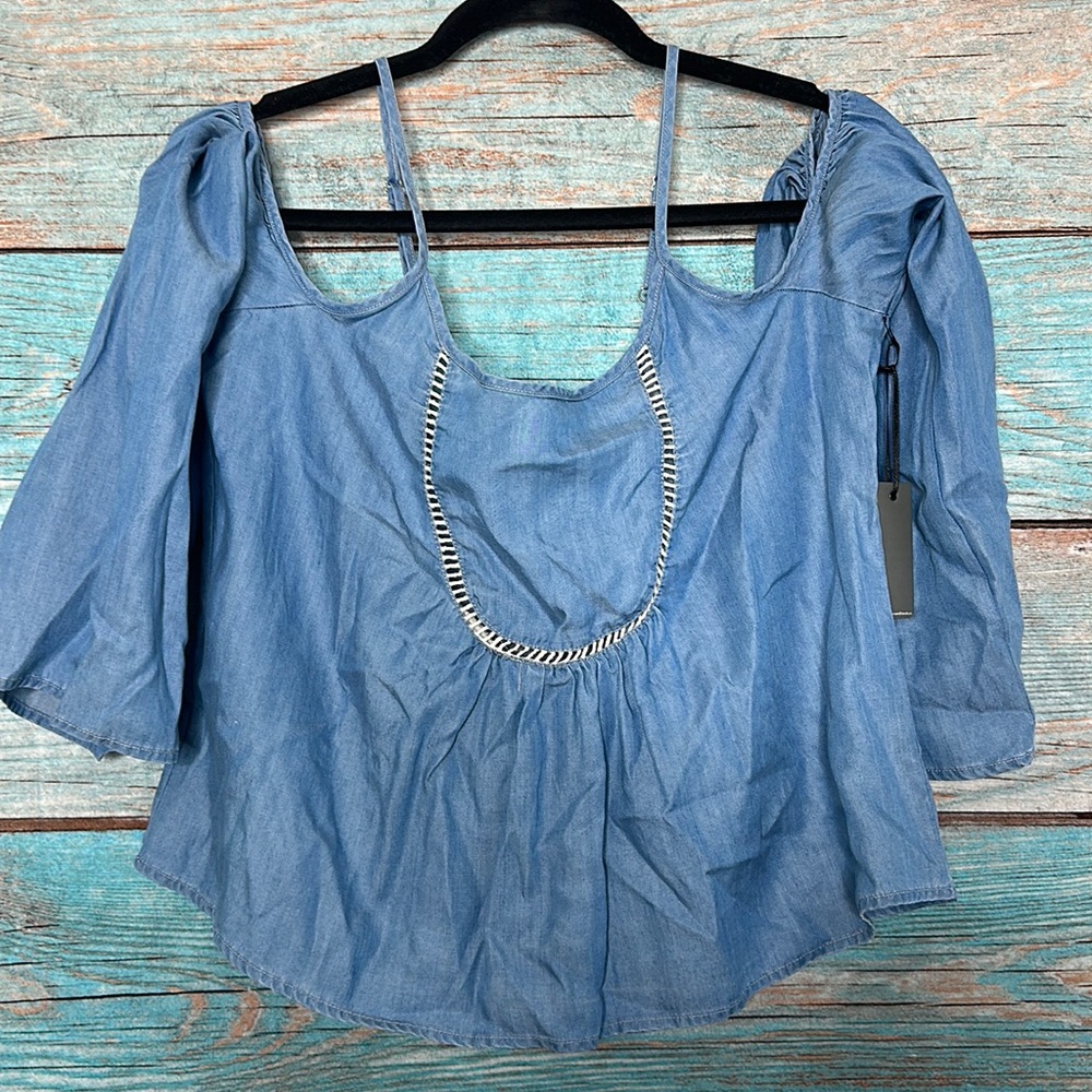 Lovers & Friends Denim NWT Cold Shoulder Top XS